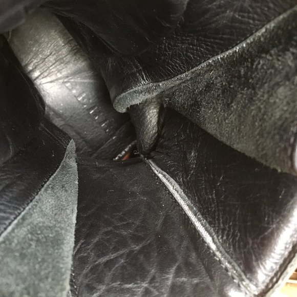 Burberry black leather Clarendon Explorer moto boots with gold tone buckles - Picture 12 of 13